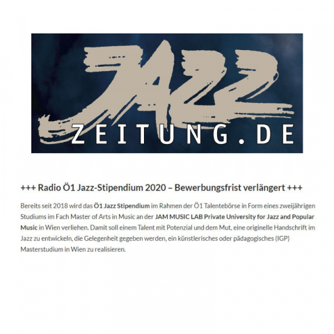 JazzZeitung berichtet über Ö1 Jazz Stipendium 20